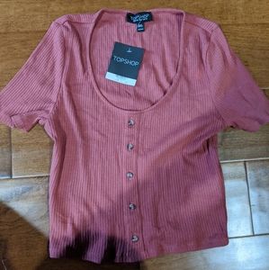 Topshop button crop tee-shirt